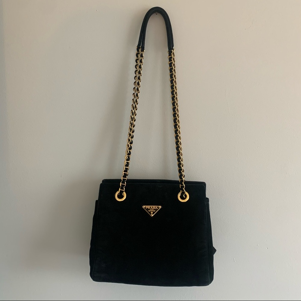 Prada Chain Tote Suede Small 25
